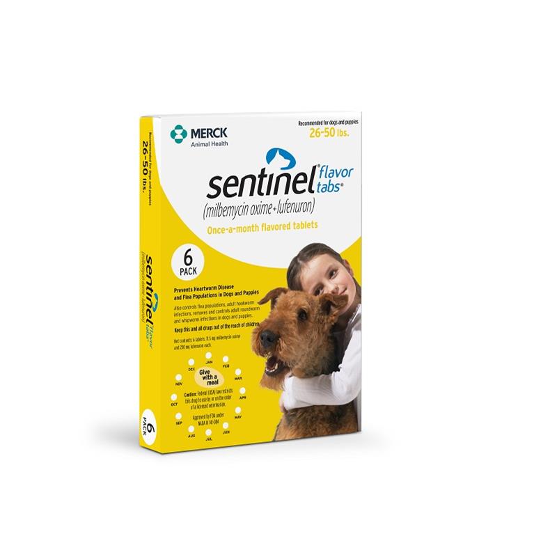 Sentinel flavor tabs for dogs and puppies Sentinel flea pills yellow