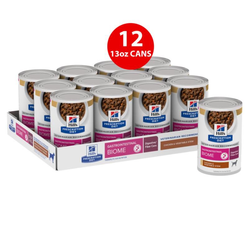 Hill's Prescription Diet Gastrointestinal Biome Digestive / Fiber Care Chicken & Vegetable Stew Dog Canned Food, 12 x 12.5 oz cans