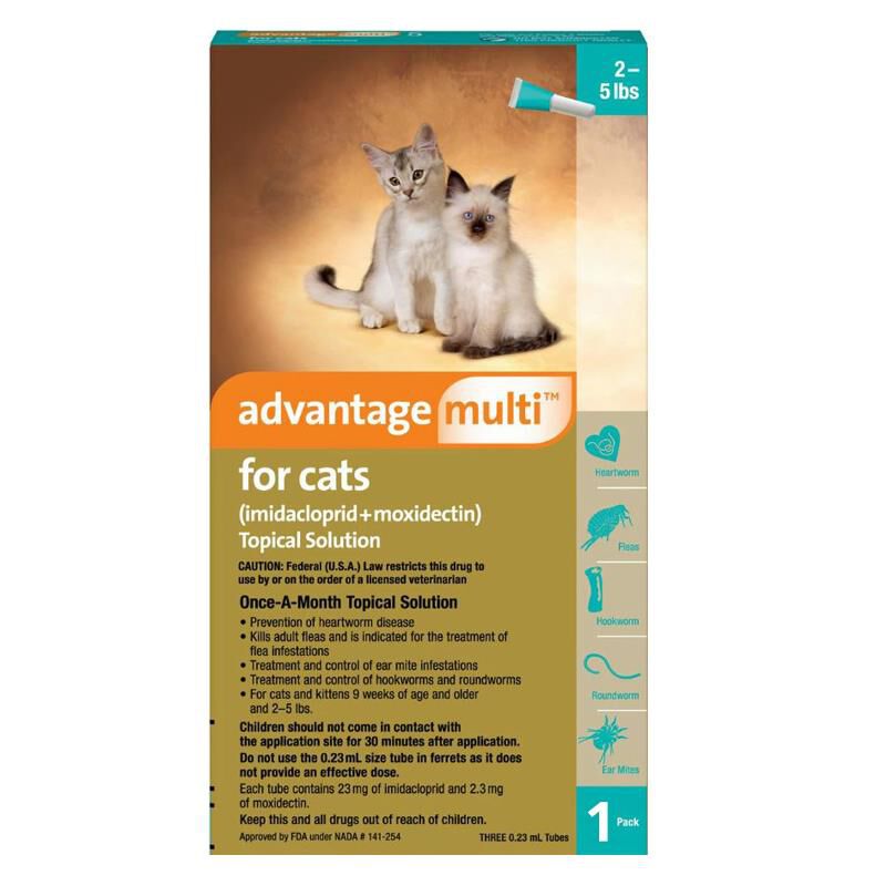 Advantage Multi for Cats 2-5 lbs Turquoise, 1 Month Supply