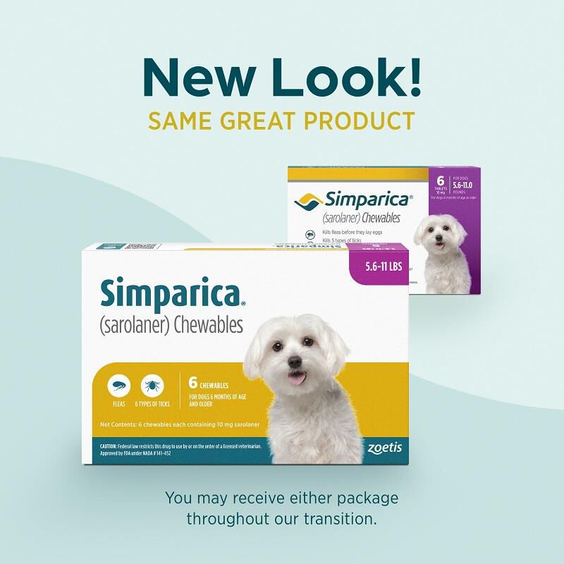 Simparica Chewable Tablets for Dogs 5.6-11 lbs Purple, 6 Month Supply