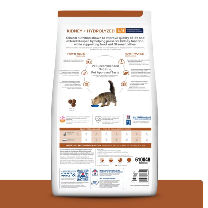 Hill's Prescription Diet k/d Kidney Care Hydrolyzed Chicken Flavor Dry Cat Food, 8.5 lb bag