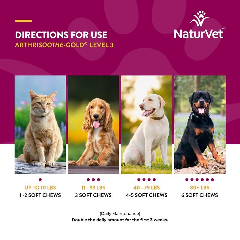 NaturVet ArthriSoothe Gold Level 3, 180 Soft Chews