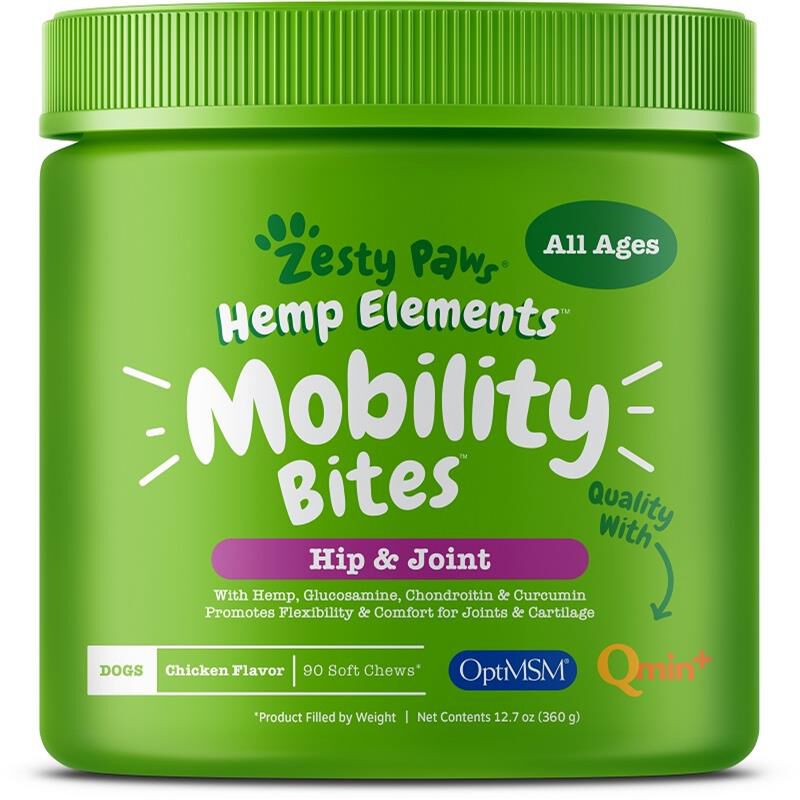 Zesty Paws Hemp Elements Mobility Bites Hip & Joint Supplement for Dogs
