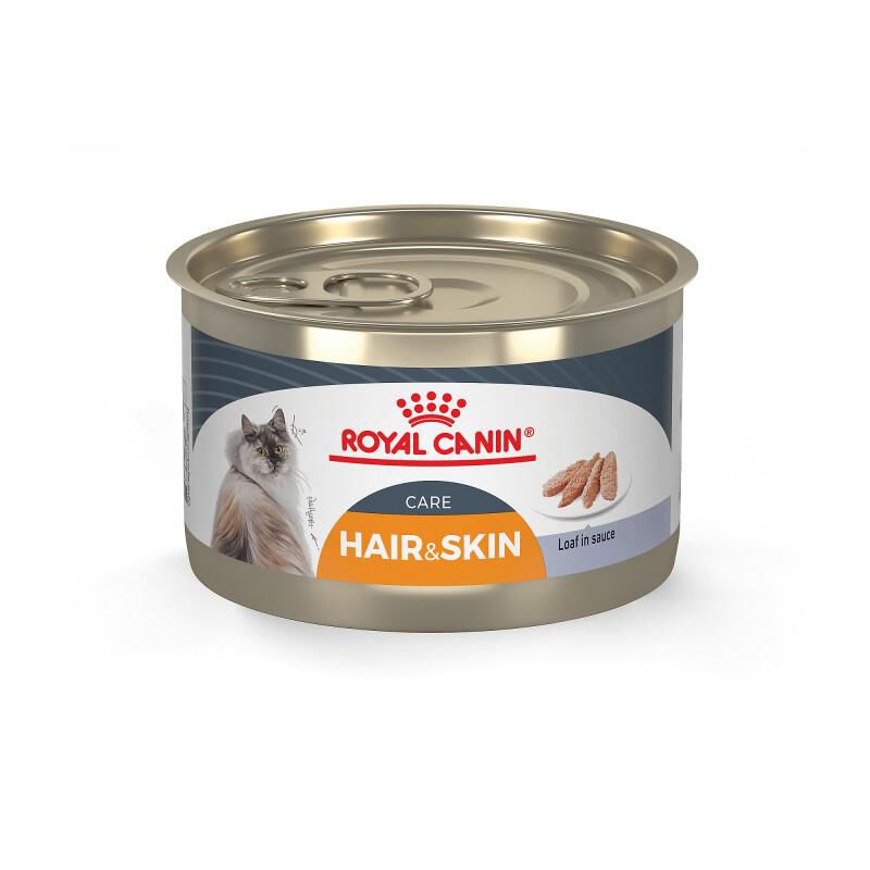 Royal Canin Feline Care Nutrition Adult Hair & Skin Care Loaf in Sauce Canned Cat Food, 24 x 5.1 oz cans