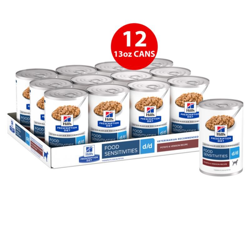 Hill's Prescription Diet d/d Food Sensitivities Potato & Venison Wet Dog Food, 12 x 13 oz cans
