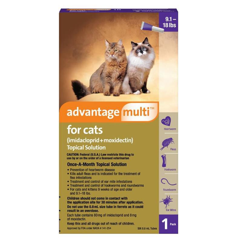 Advantage Multi for Cats 9.1-18 lbs Purple, 1 Month Supply