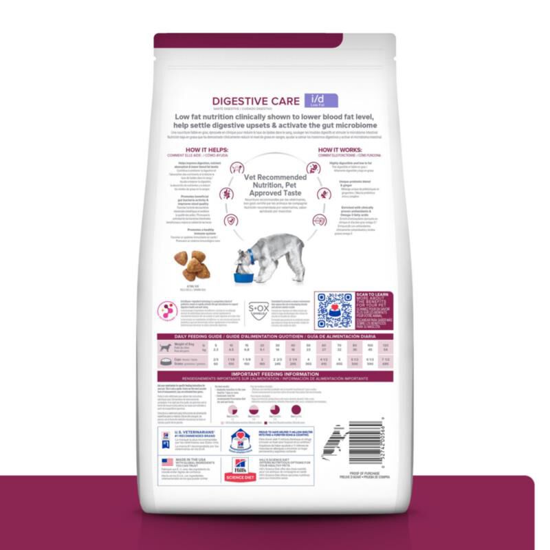 Hill's Prescription Diet i/d Low Fat Digestive Care Chicken Flavor Dry Dog Food, 27.5 lbs