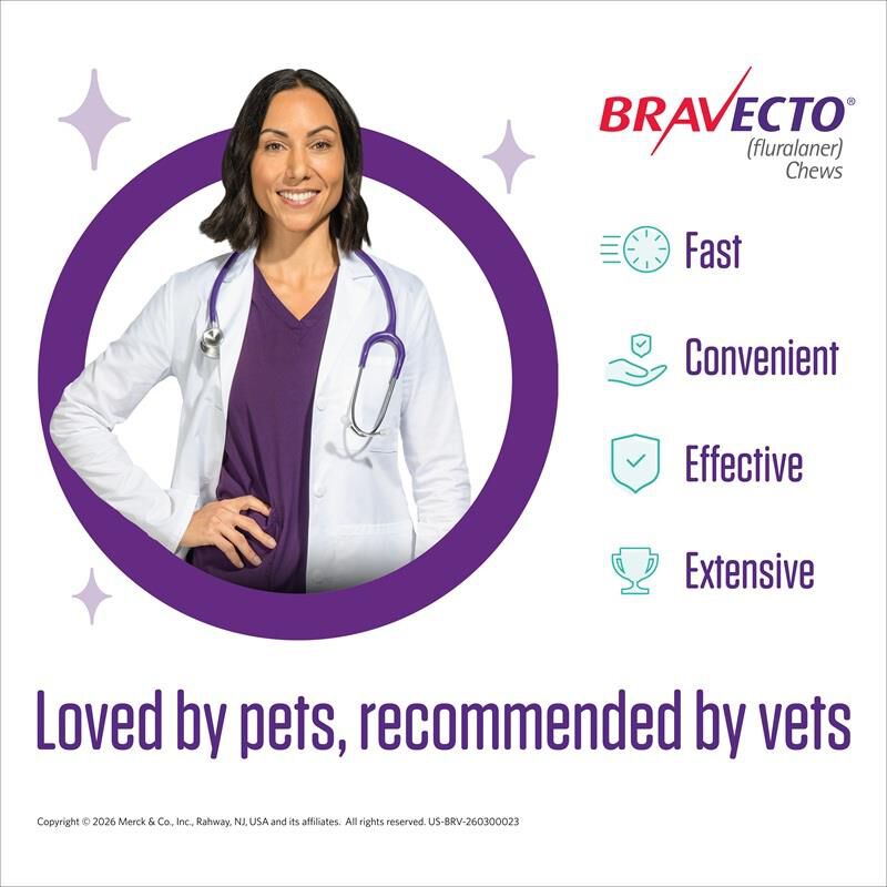 Bravecto Chewable Tablets 4.4-9.9 lbs Yellow, 112.5 mg 1 chewable, 3 month acting