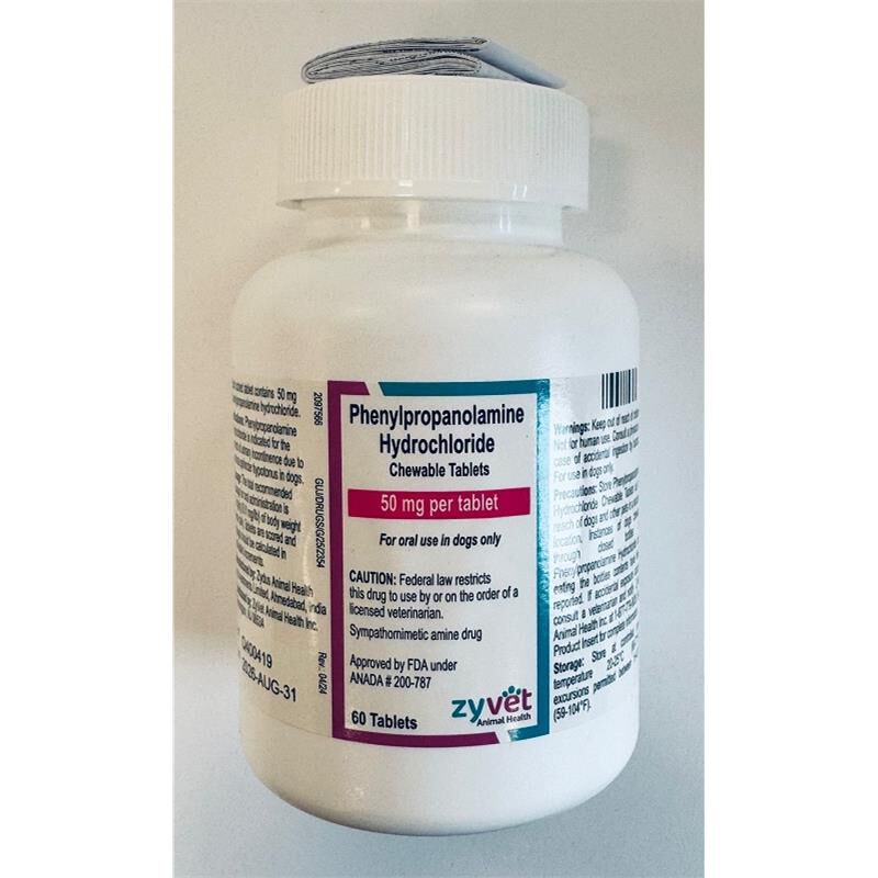 Phenylpropanolamine Hydrochloride Chewable Tablets for Dogs 50 mg 60 Ct.