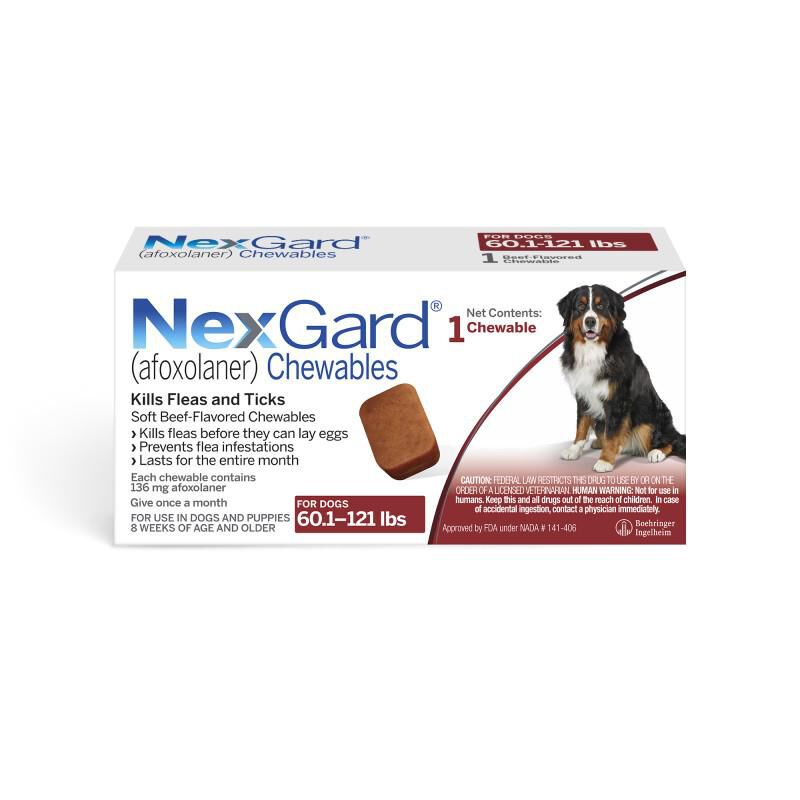NexGard Chewable for Dogs 60.1 - 121.0 lbs, 1 Month Supply