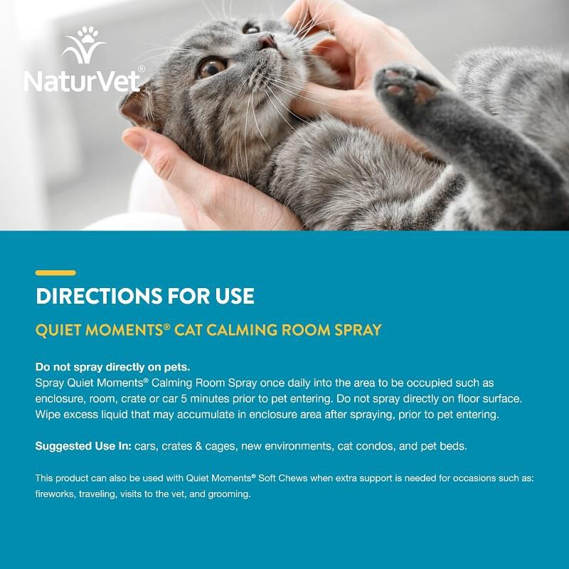 NaturVet Quiet Moments Herbal Calming Spray for Cats, 8 oz