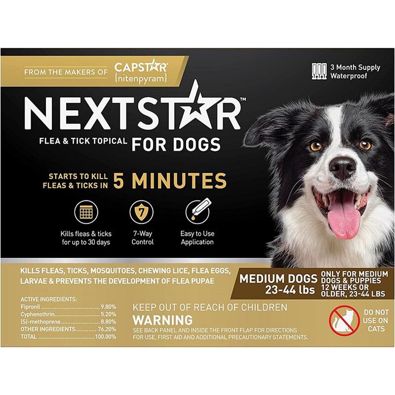 NEXTSTAR Fast Acting Flea Tick Treatment Medium Dog 23 44 lbs 3 doses