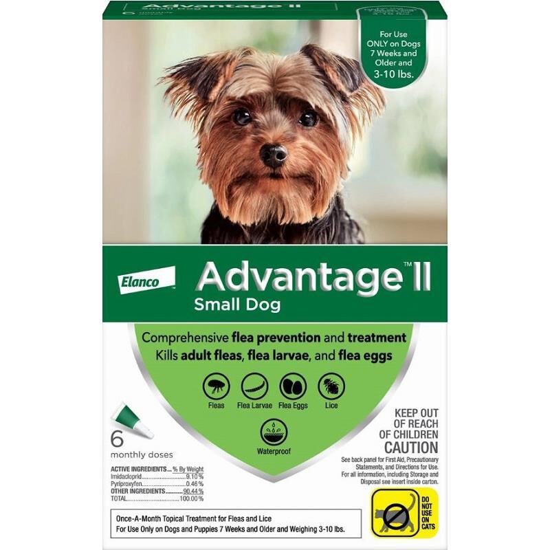Advantage II for Dogs Up to 10 lb Green 6 Month