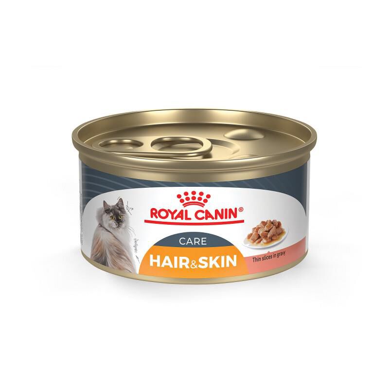 Royal Canin Feline Care Nutrition Adult Hair & Skin Care Thin Slices in Gravy Canned Cat Food, 24 x 3 oz cans