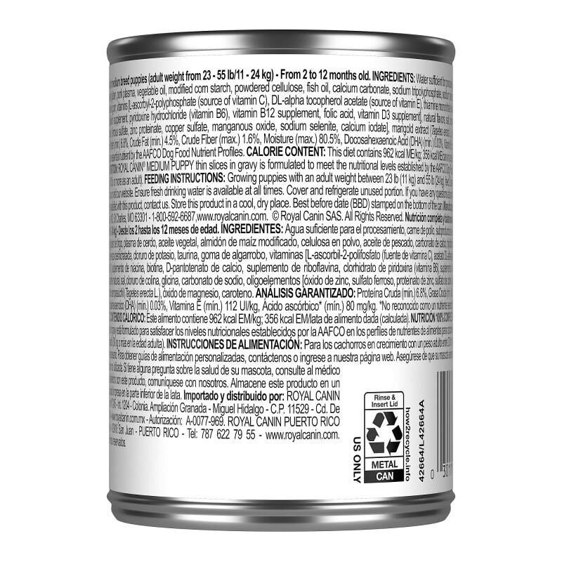 Royal Canin Size Health Nutrition Medium Puppy Thin Slices in Gravy Canned Food, 12 x 13 oz cans