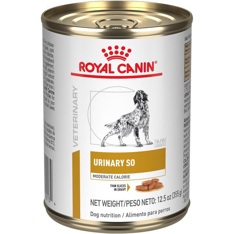 Royal Canin Veterinary Diet Adult Urinary SO Moderate Calorie Thin Slices in Gravy Canned Dog Food, 6 x 12.5 oz cans