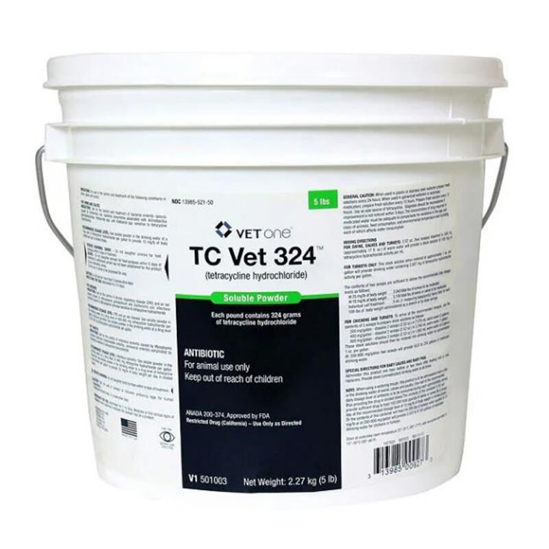 VetOne TC Vet 324 (Tetracycline Hydrochloride) Soluble Powder for Livestock, 5 lbs