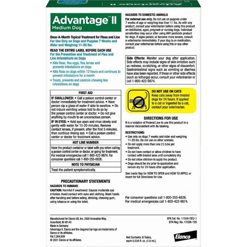 Advantage II Flea Prevention for Medium Dogs, 6 monthly treatments