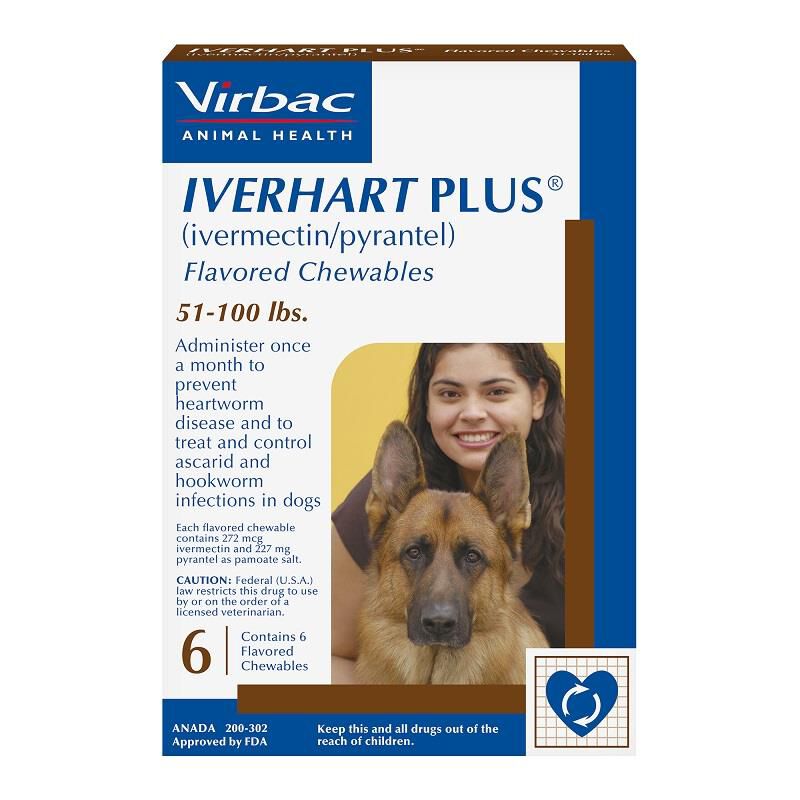 Iverhart Plus 51-100 lbs  6 Month Supply Brown