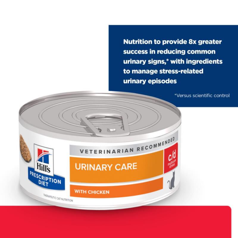 Hill's Prescription Diet c/d Multicare Stress Urinary Care with Chicken Canned Cat Food, 24 x 5.5 oz cans