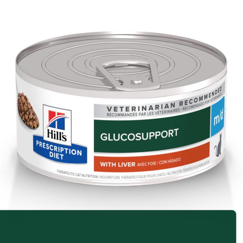 Hill's Prescription Diet m/d GlucoSupport with Liver Flavor Canned Cat Food, 24 x 5.5 oz cans