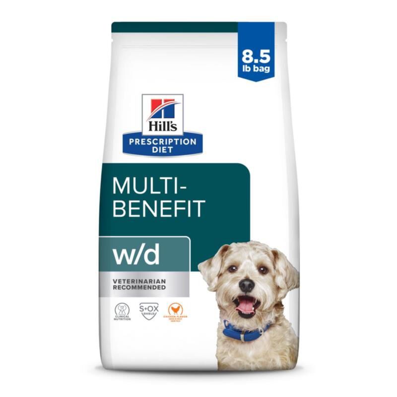 Hill's Prescription Diet w/d Multi-Benefit Digestive/Weight/Glucose/Urinary Management Chicken Flavor Dry Dog Food, 8.5 lb bag