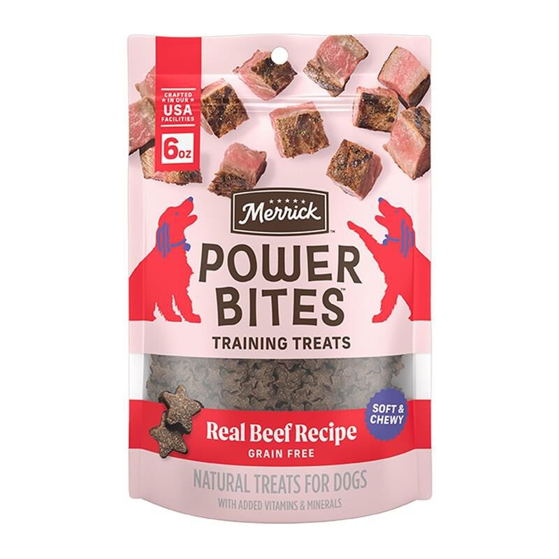 Merrick Power Bites Real Beef Soft + Chewy Dog Treats, 6 oz