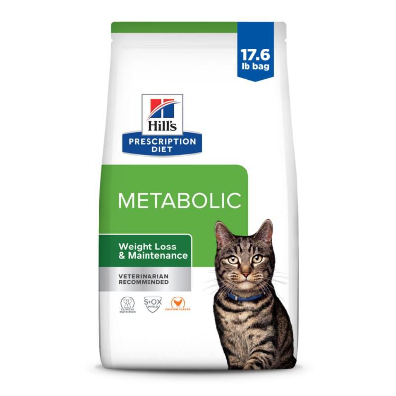 Hill's Prescription Diet Metabolic Weight Management Chicken Flavor Dry Cat Food, 17.6 lbs