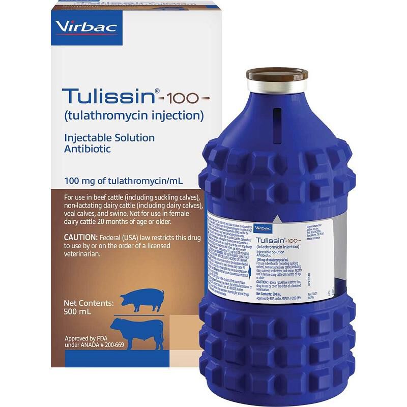 Tulissin 100 (tulathromycin injection) for Cattle and Swine, 500 ml