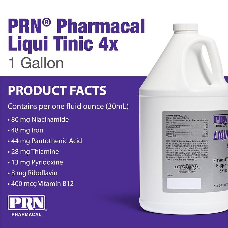 Liqui-Tinic 4x Flavored Vitamin and Iron Supplement for Dogs, Cats, Cattle, Swine and Horses, Gallon