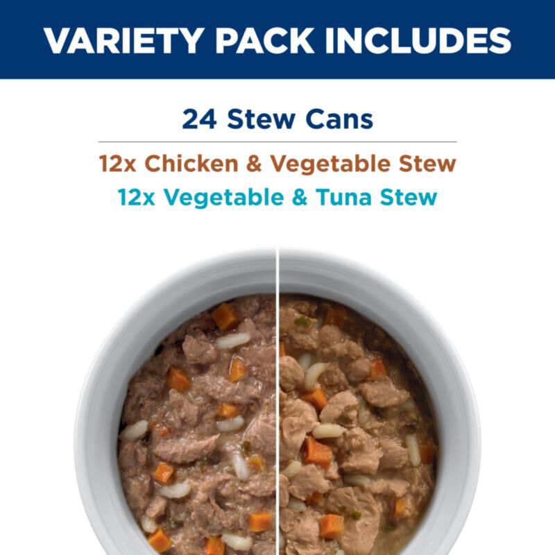 Hill's Prescription Diet k/d Variety Pack Wet Cat Food, Chicken & Vegetable, Stew & Vegetable, Tuna & Rice Stew, 24 x 2.9 oz cans