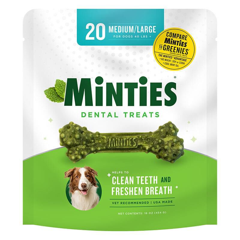 Minties Dental Treats for Medium/Large Dogs 40+ lbs 16 oz