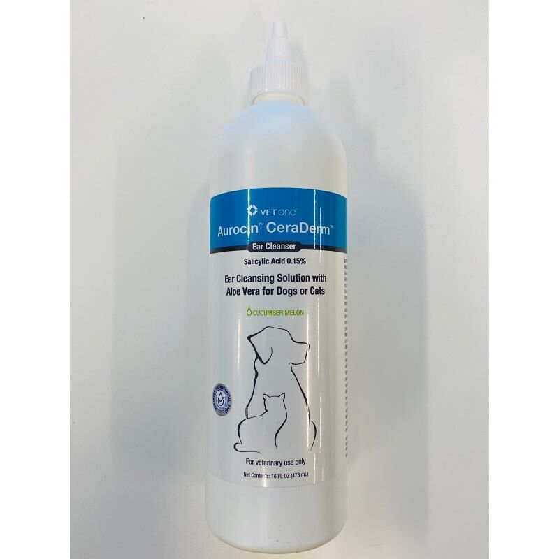 Aurocin CeraDerm CM Plus Ear Cleanser for Dogs or Cats, 16 oz