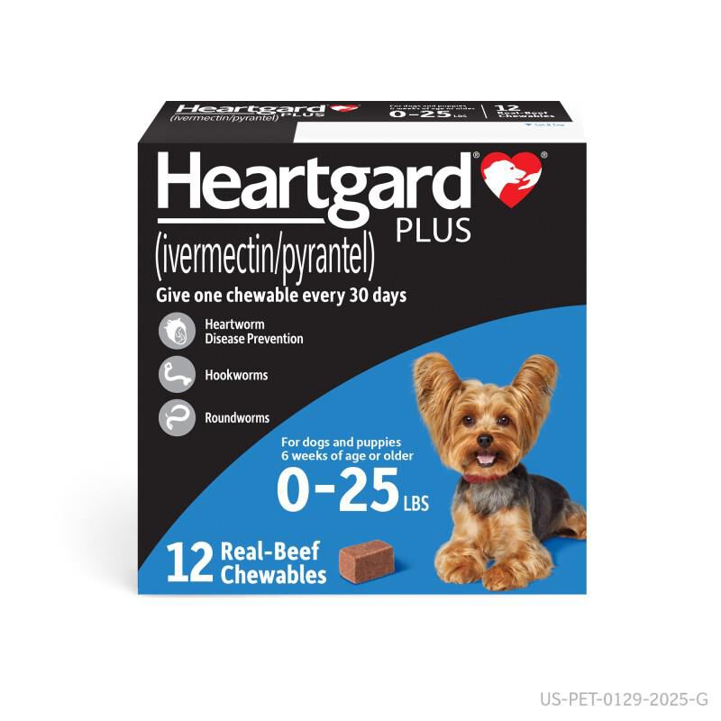 Heartgard Plus Chewable for Dogs 1-25 lbs Blue, 12 Month Supply