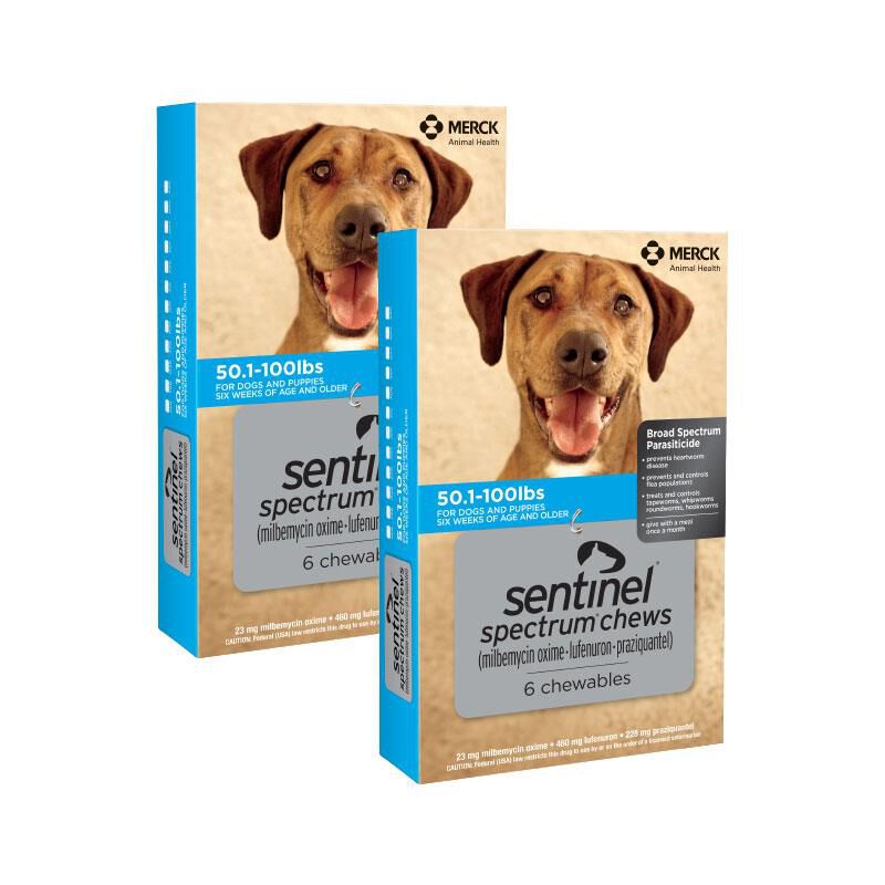 Sentinel Spectrum Chewable Tablets for Dogs 50.1-100 lbs Blue, 12 Month Supply