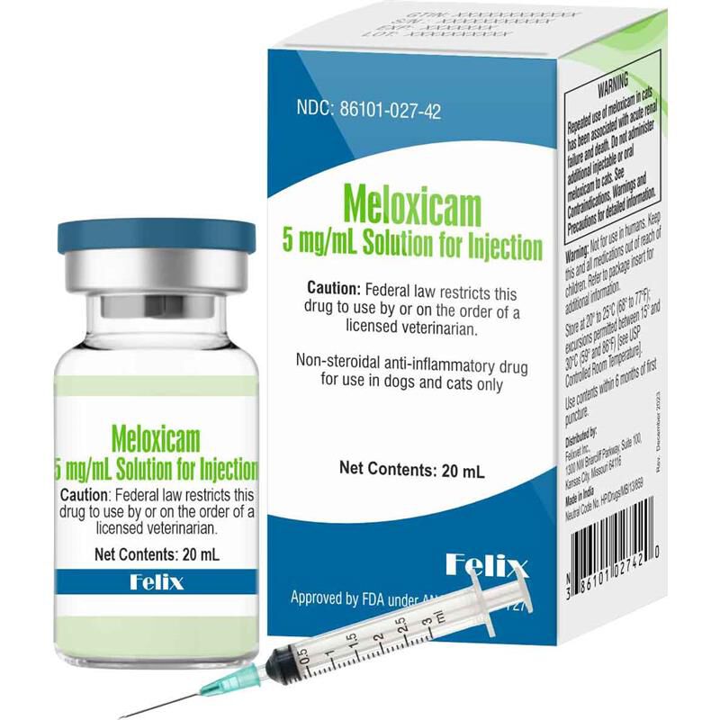 Meloxicam Solution Injection for Dogs and Cats 5 mg/ml, 20 ml