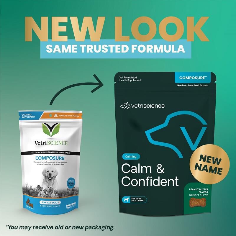 VetriScience Composure Calming Calm & Confident Supplement for Dogs, 120 Soft Chews Peanut Butter Flavor