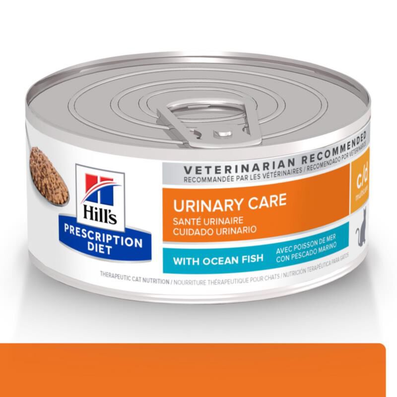 Hill's Prescription Diet c/d Multicare Urinary Care with Ocean Fish Canned Cat Food, 24 x 5.5 oz cans