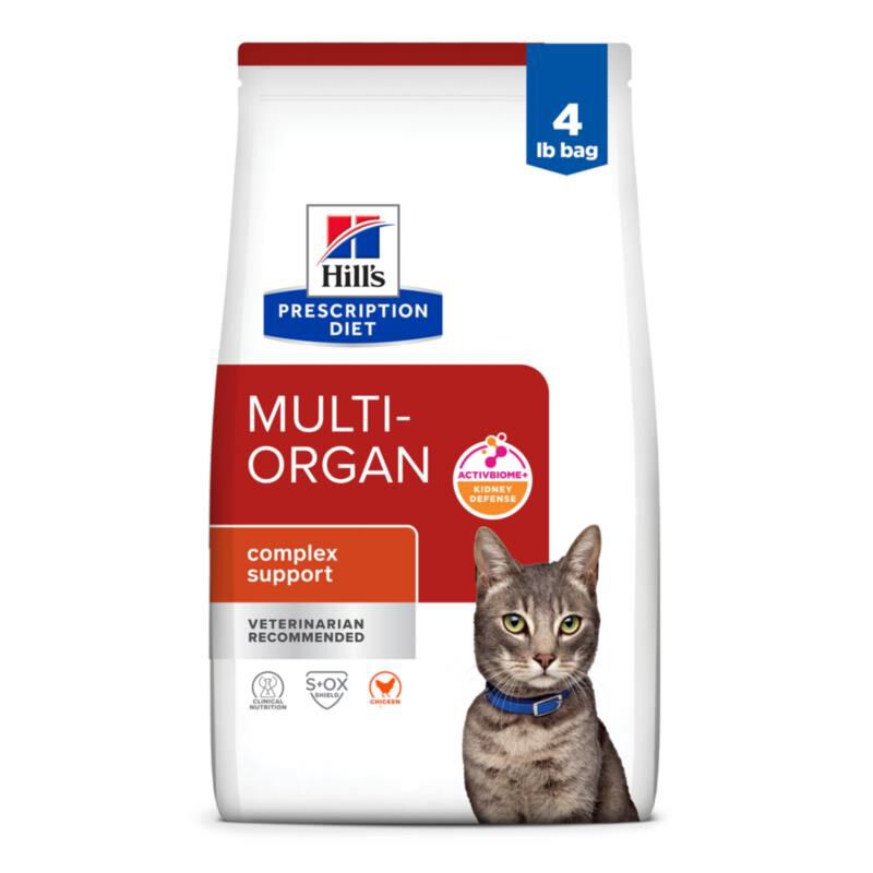 Hill's Prescription Diet Multi-Organ Chicken Dry Cat Food, 4 lb bag