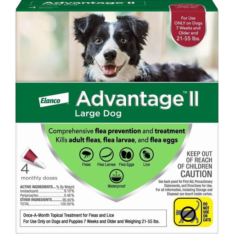 Advantage II Flea Prevention for Large Dogs, 4 monthly treatments