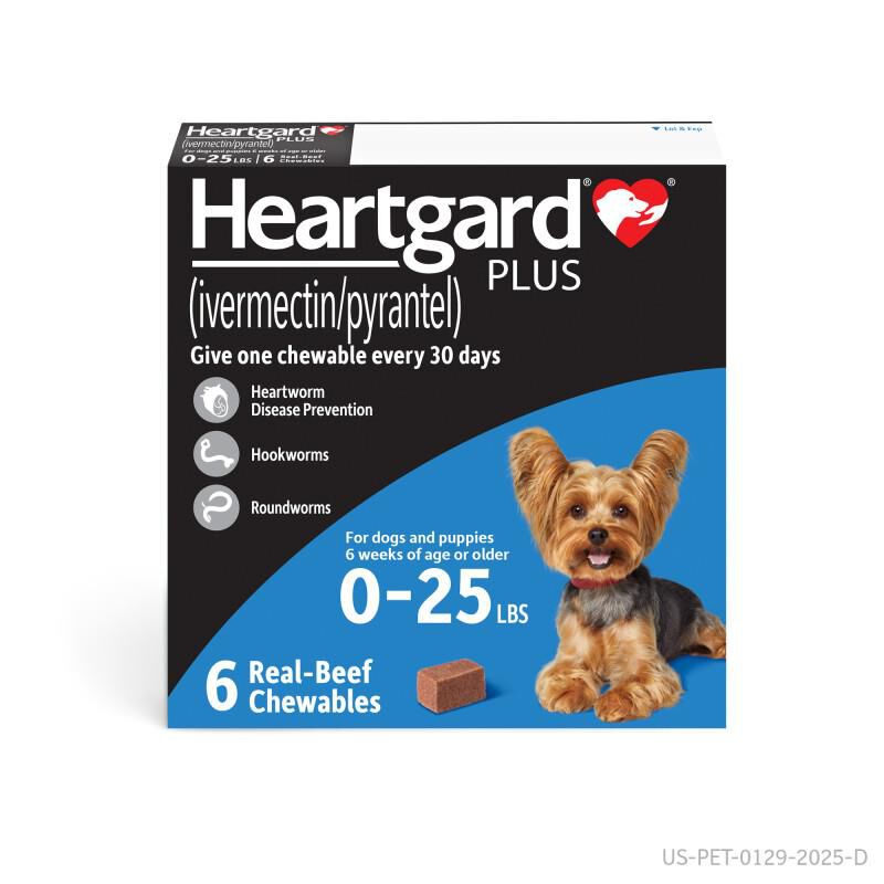 Heartgard PLUS Chewables for Dogs 1 - 25 lbs 6 Month Supply Blue