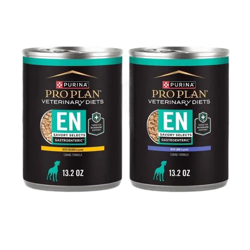 Purina Pro Plan Veterinary Diets EN Gastroenteric Savory Selects with Chicken + Lamb in Gravy Wet Dog Food Variety Pack, 12 x 13.2 oz cans