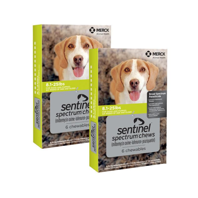 Sentinel Spectrum Chewable Tablets for Dogs 8-25 lbs Green, 12 Month Supply