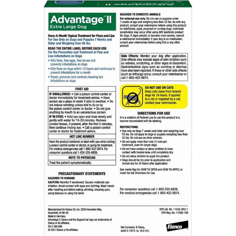 Advantage II for Dogs Over 55 lbs Blue 6 Month
