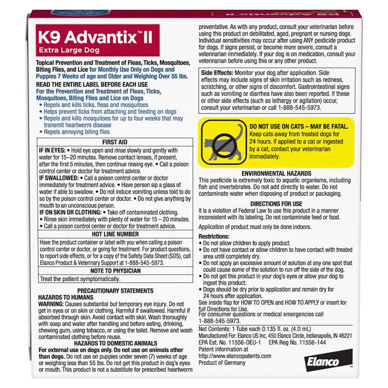 K9 Advantix II for Dogs Over 55 Blue, 1 Month Supply