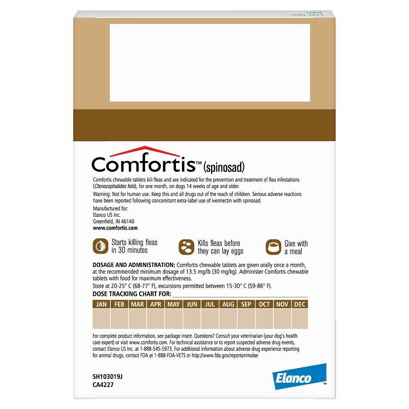 Comfortis Chewable Tablets Tablets for Dogs 60.1-120 lbs Brown, 6 Month Supply