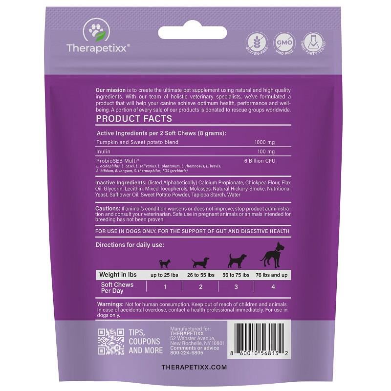 Gut, Prebiotic & Probiotics Soft Chews for Dogs, 60 ct