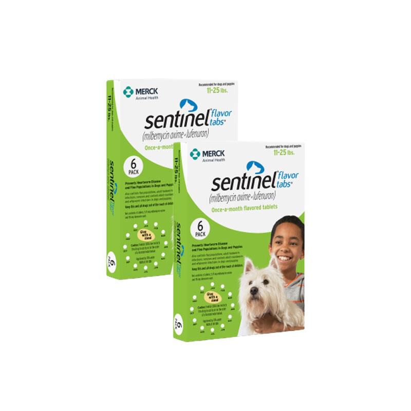 Sentinel Flavor Tablets for Dogs 11-25 lbs Green, 12 Month Supply