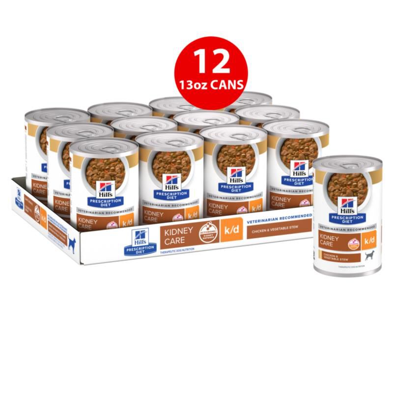 Hill's Prescription Diet k/d Kidney Care Chicken & Vegetable Stew Canned Dog Food, 12 x 12.5 oz cans