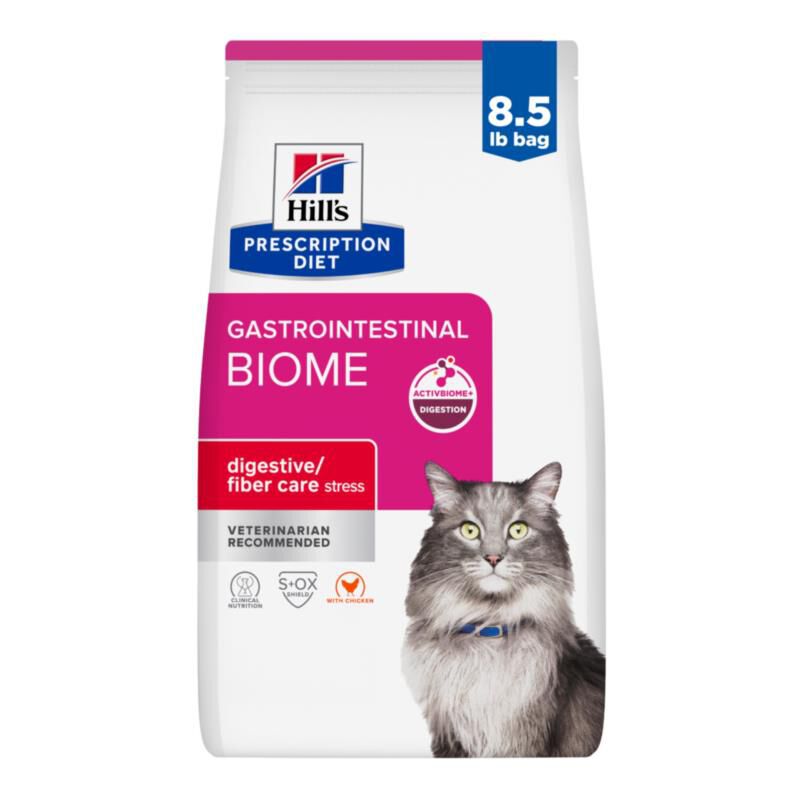 Hill's Prescription Diet Gastrointestinal Biome Stress Digestive/Fiber Care with Chicken Dry Cat Food, 8.5 lb bag